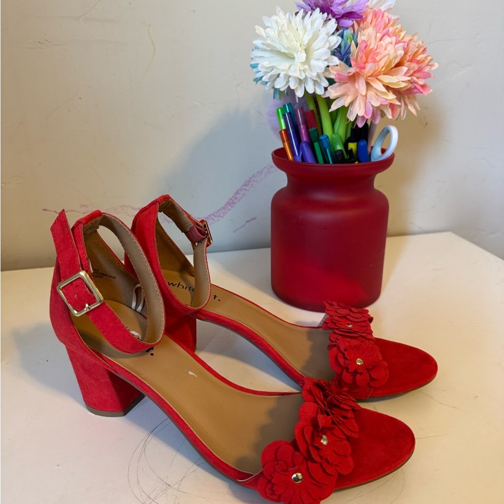 Red/Coral Floral Women's Heels